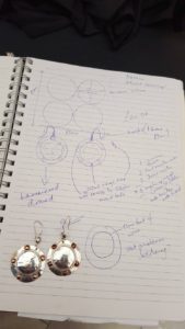 Shield earrings with drawings