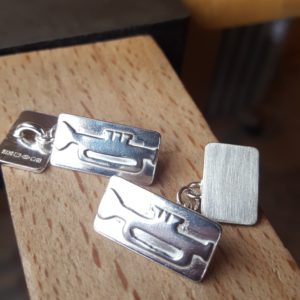 Sterling silver trumpet cuff links