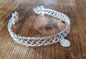 Celtic cuff bangle with initial charm