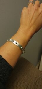 Sterling silver cuff bangle with stud detail