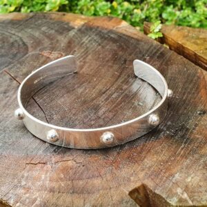 Sterling silver cuff bangle with stud detail