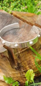 Sterling silver cuff bangle with stud detail