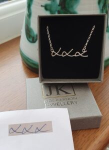 Personalised silver Kisses necklace