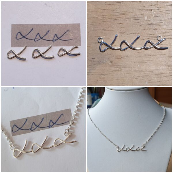 Personalised silver Kisses necklace