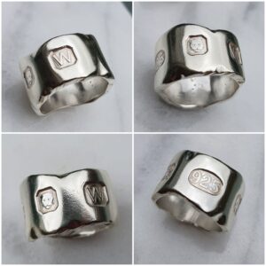 Hallmarked ring with marble effect