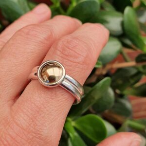 Silver and gold gem ring