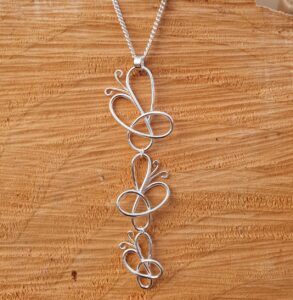 Abstract butterfly sterling silver pendant