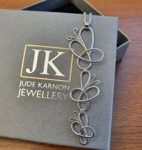 Abstract butterfly sterling silver pendant