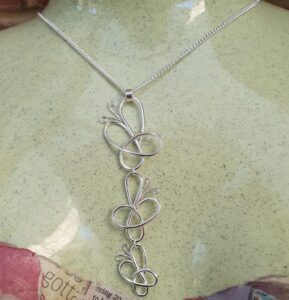 Abstract butterfly sterling silver pendant