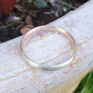 Tri gold wedding ring with brushed finished
