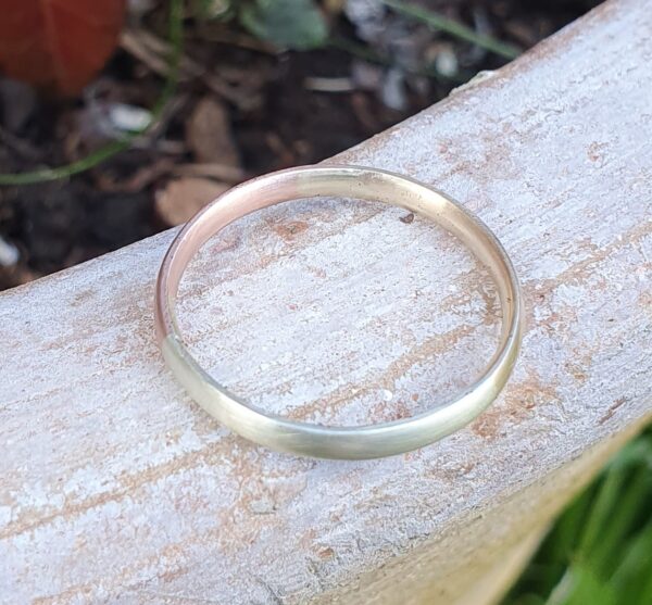 Tri gold wedding ring with brushed finished