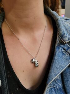 Netball ball charm and court charm on chain