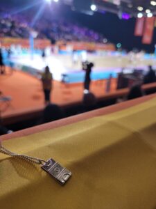 Netball court charm at the Commonwealth Games 2022