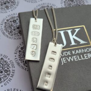 Sterling silver ingot necklaces to commemorate the coronation of King Charles III