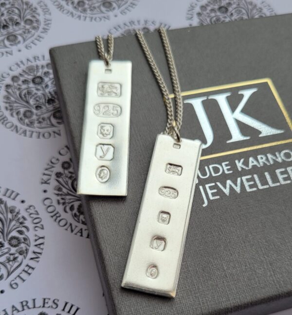 Sterling silver ingot necklaces to commemorate the coronation of King Charles III