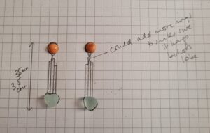 The making of the coral and seaglass earrings