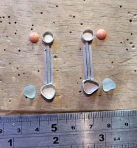 The making of the coral and seaglass earrings