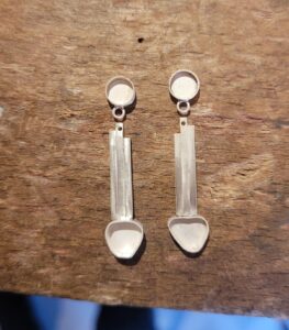 The making of the coral and seaglass earrings