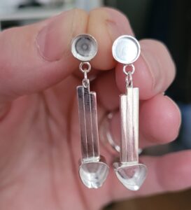 The making of the coral and seaglass earrings