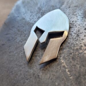 Sterling silver Spartan Helmet pin badge