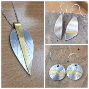 Silver and gold jewellery using the Keum Boo technique