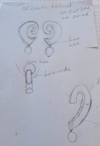 Original drawing of pearl earrings.