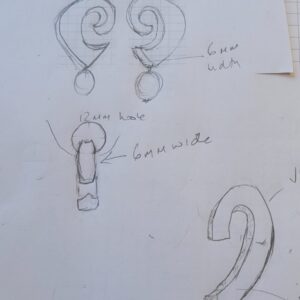 Original drawing of pearl earrings.