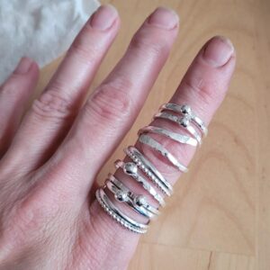 Silver stacking rings made in my stacking ring workshop.