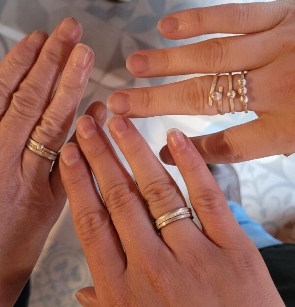 Silver stacking rings made in my stacking ring workshop.