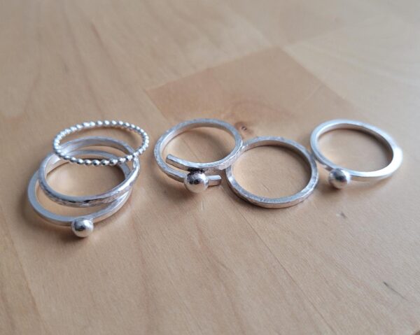 Silver stacking rings made in my stacking ring workshop.