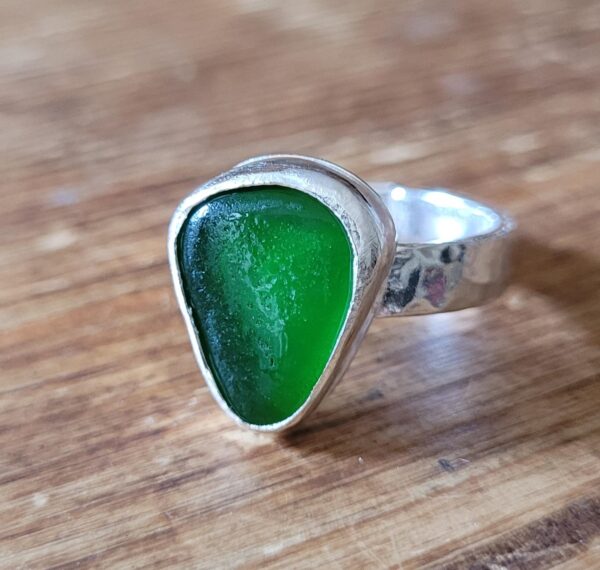 Seaglass ring made at my seaglass workshop.
