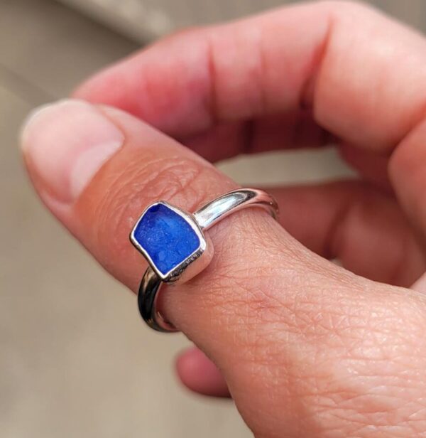 Seaglass ring made at my seaglass workshop.
