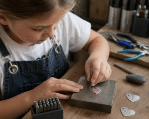 Personalised jewellery using metal stamps.