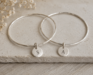 Bangles with personalised charms.
